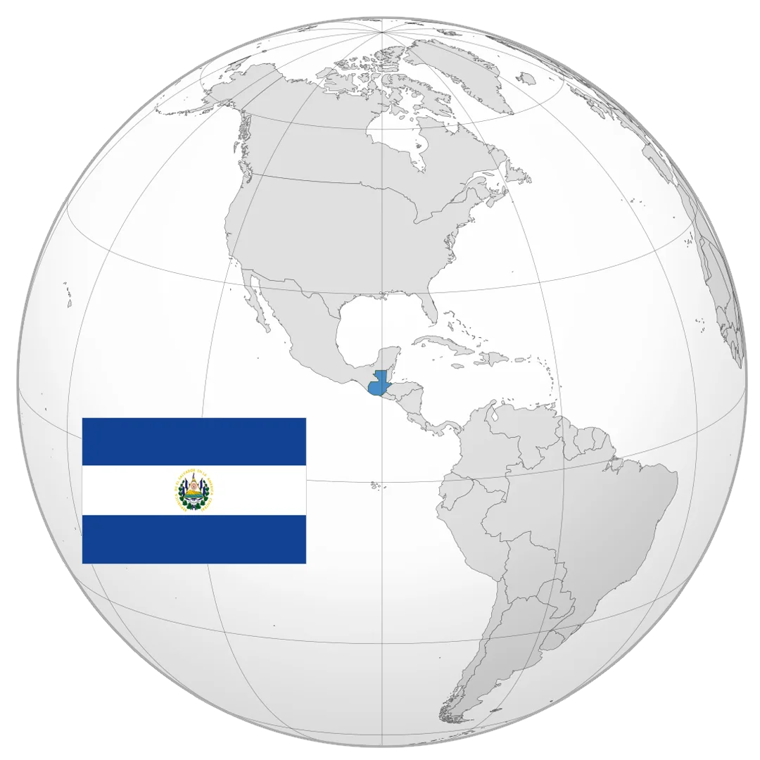 10_GUATEMALA_GLOBE Globo terráqueo con El Salvador destacado y su bandera