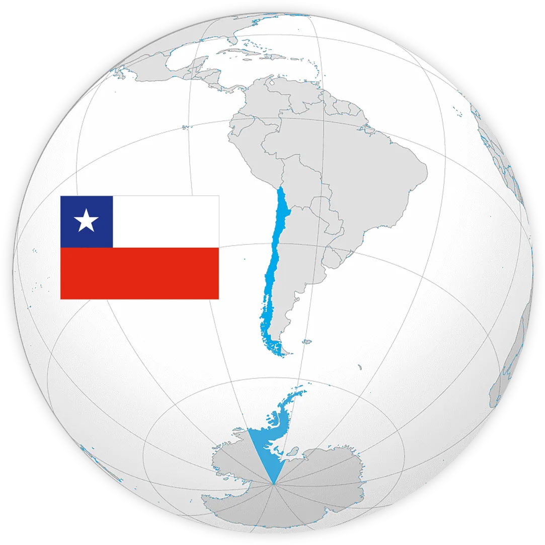 Grupo 6 Globo terráqueo con Chile destacado y su bandera