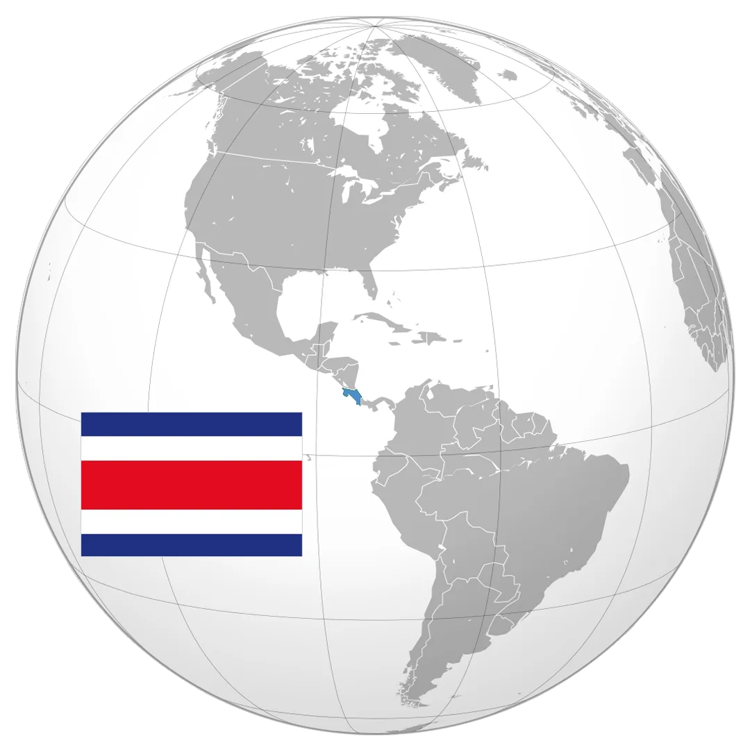 Globo terráqueo con Costa Rica destacada y su bandera