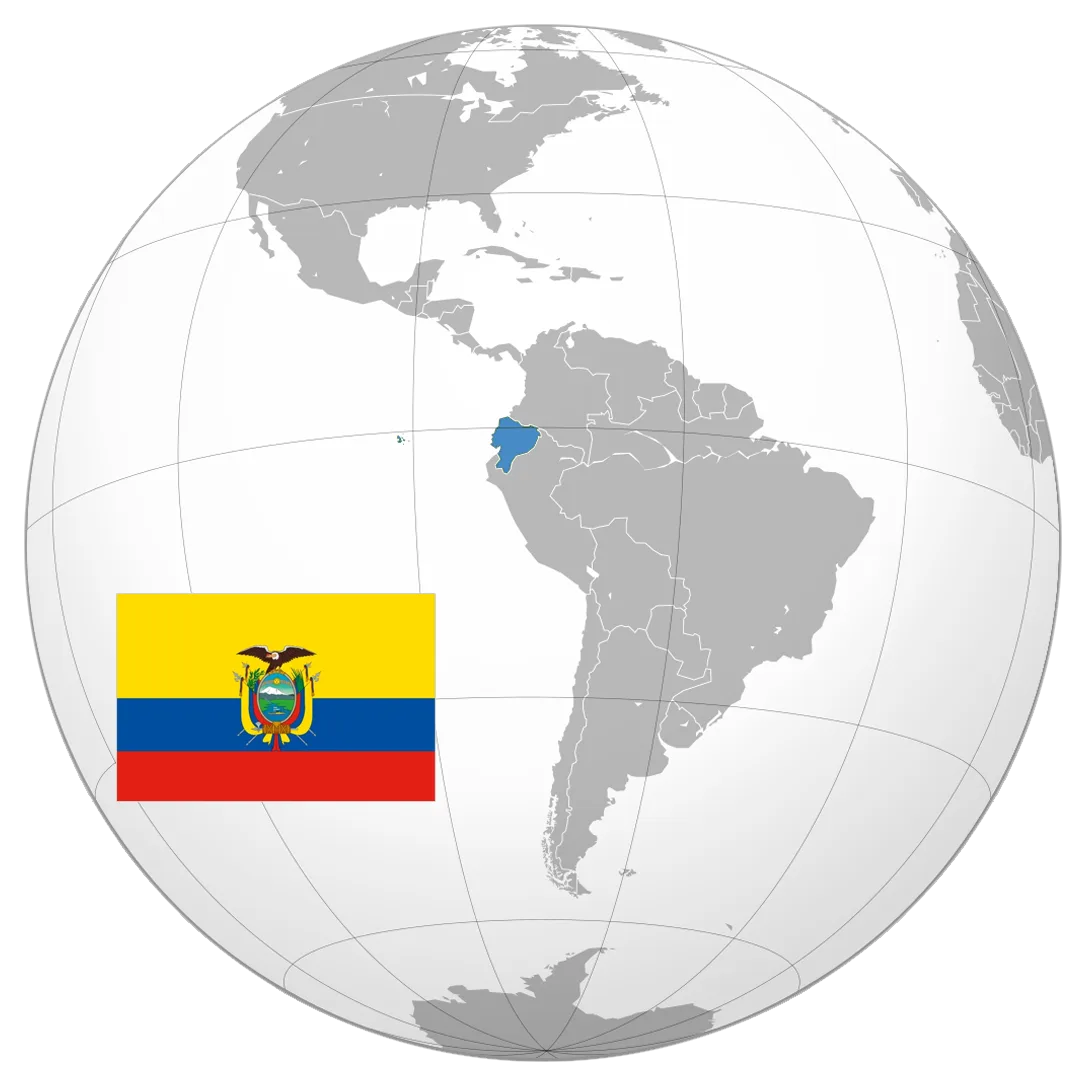 08_ECUADOR_GLOBE Globo terráqueo con Ecuador destacado y su bandera