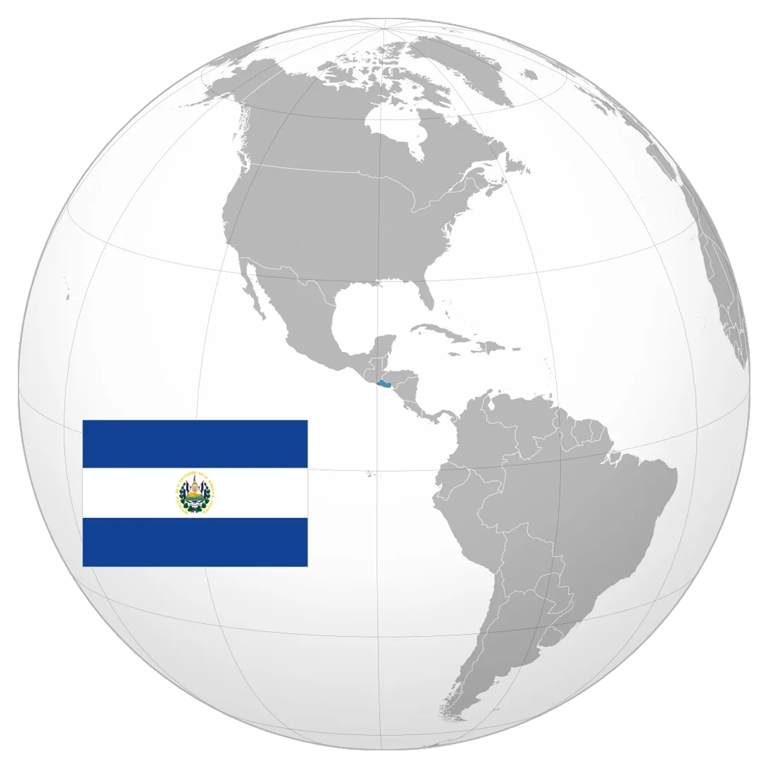 09_ElSalvador_GLOBE Globo terráqueo con El Salvador destacado y su bandera