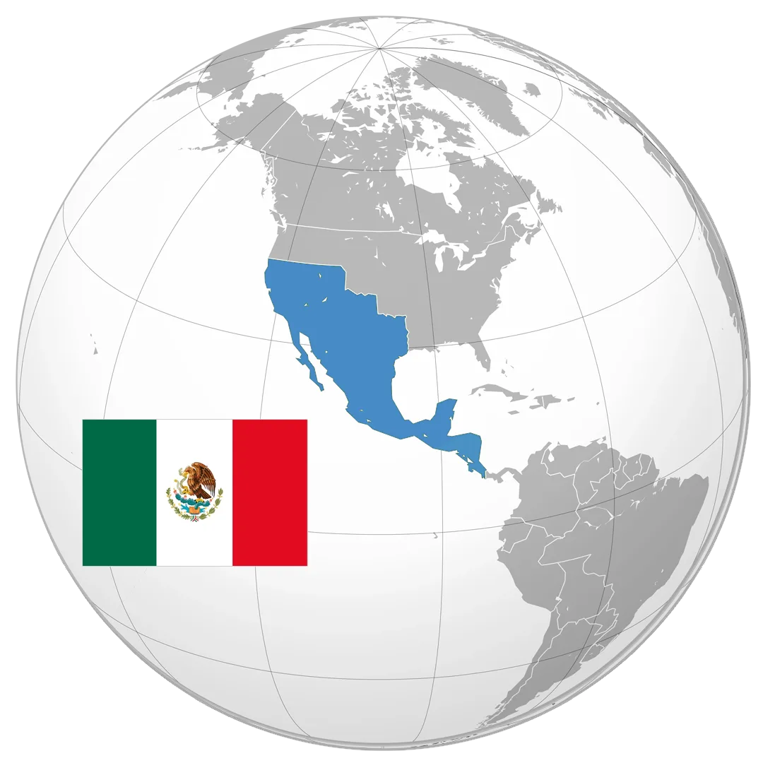 12_MEXICO_GLOBE Globo terráqueo con México destacado y su bandera