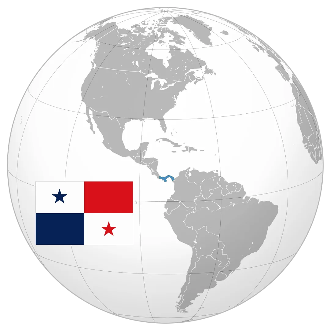 14_PANAMA_GLOBE Globo terráqueo con Panamá destacada y su bandera