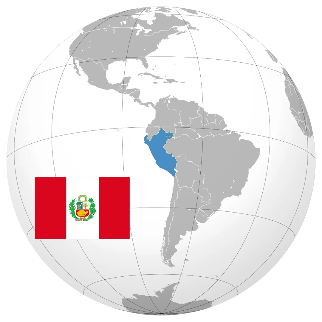16_PERU_GLOBE Globo terráqueo con Perú destacado y su bandera