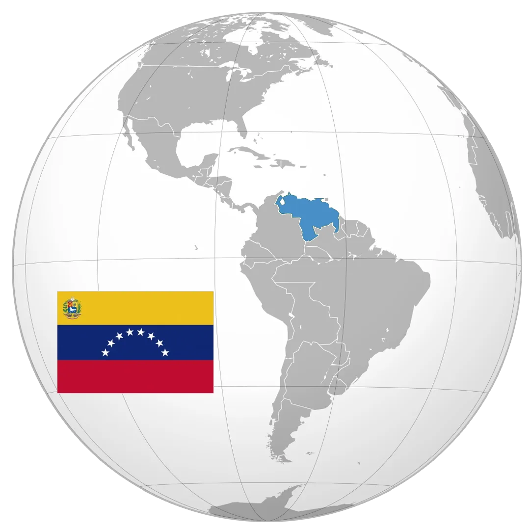19_VENEZUELA_GLOBE Globo terráqueo con Venezuela destacada y su bandera