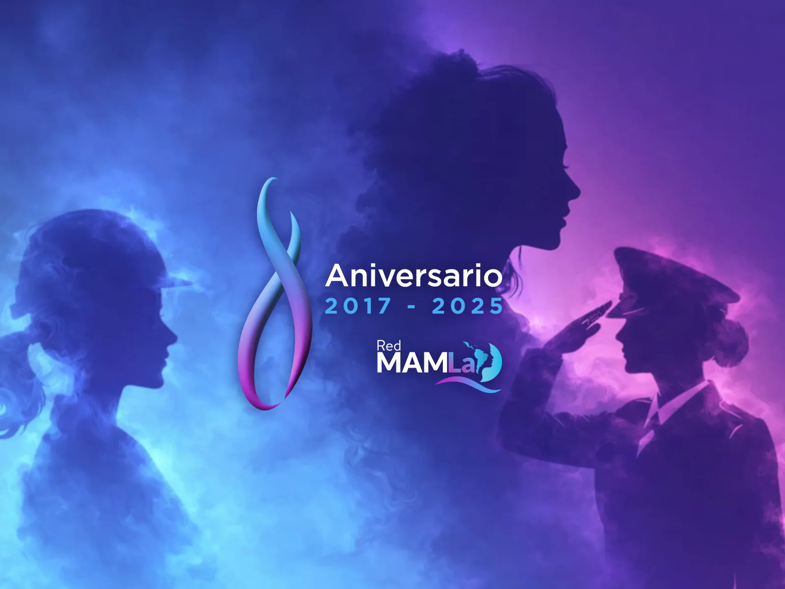 Pieza gráfica del 8.º aniversario de Red MAMLa, 2017-2025