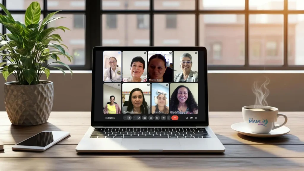 Reunión virtual del comité de comunicaciones en una computadora portátil